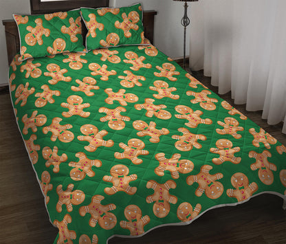 Cute Gingerbread Man Pattern Print Quilt Bed Set