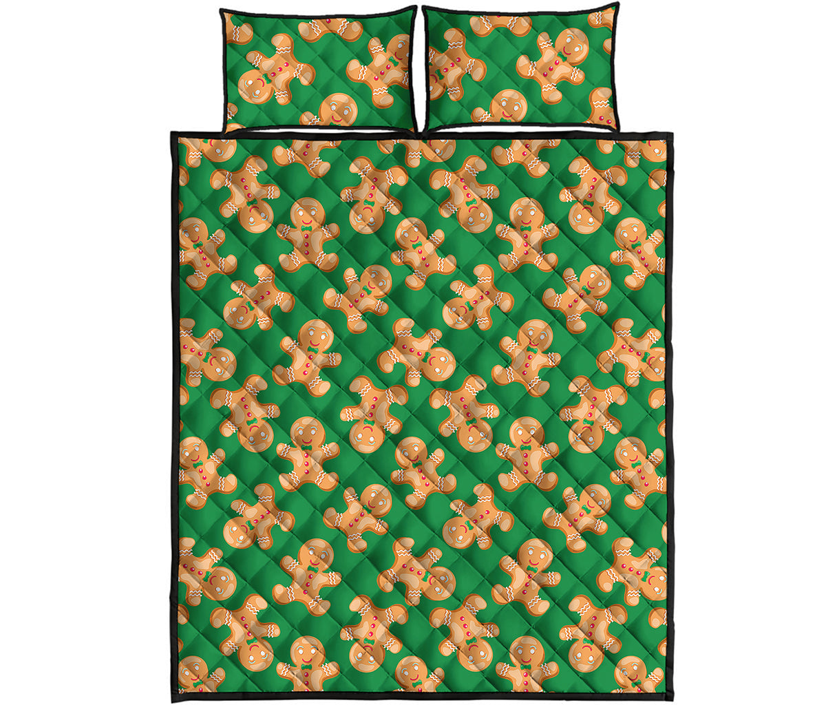 Cute Gingerbread Man Pattern Print Quilt Bed Set