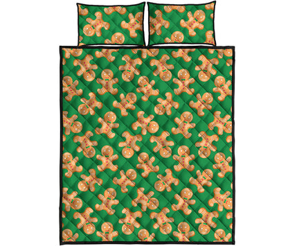 Cute Gingerbread Man Pattern Print Quilt Bed Set