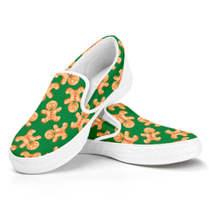 Cute Gingerbread Man Pattern Print White Slip On Shoes