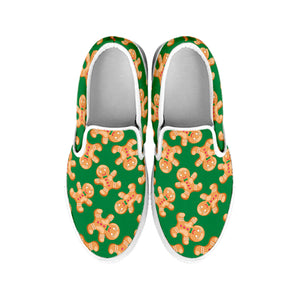 Cute Gingerbread Man Pattern Print White Slip On Shoes