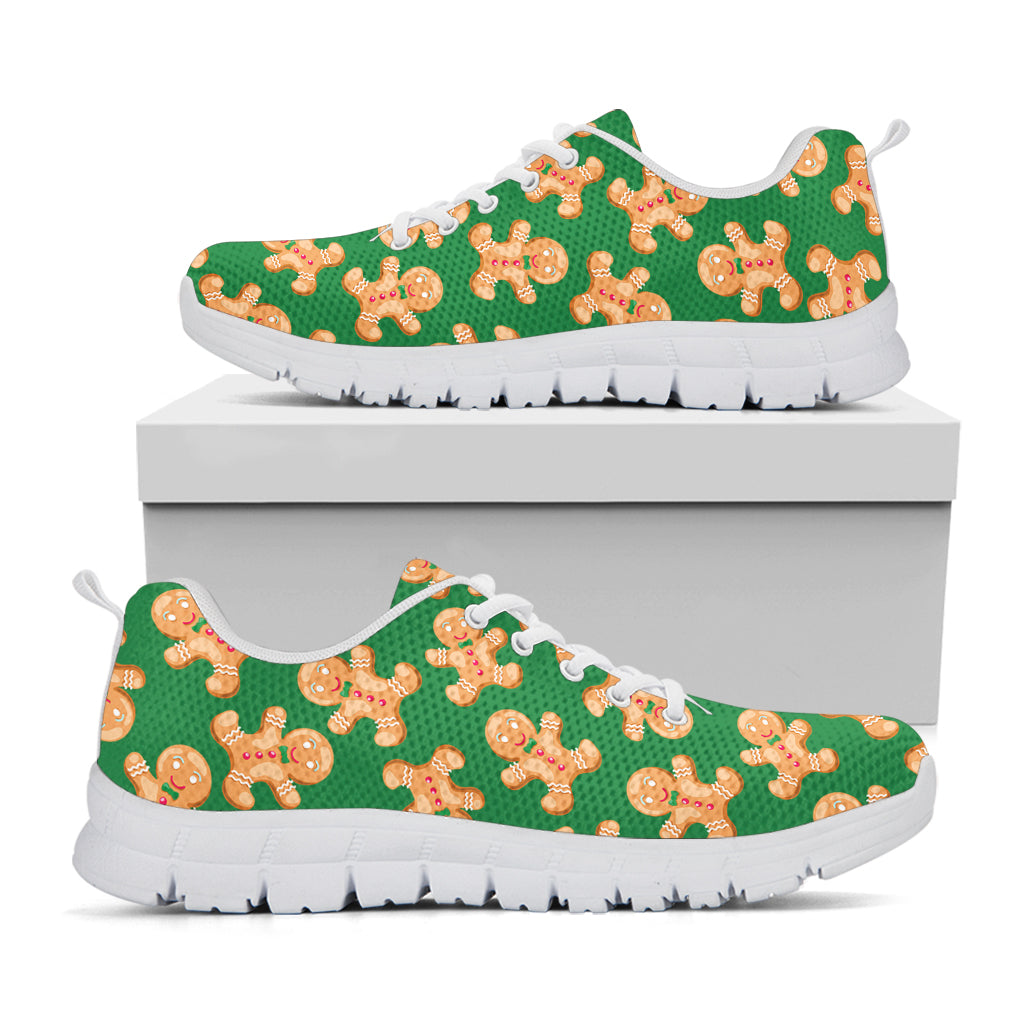 Cute Gingerbread Man Pattern Print White Sneakers