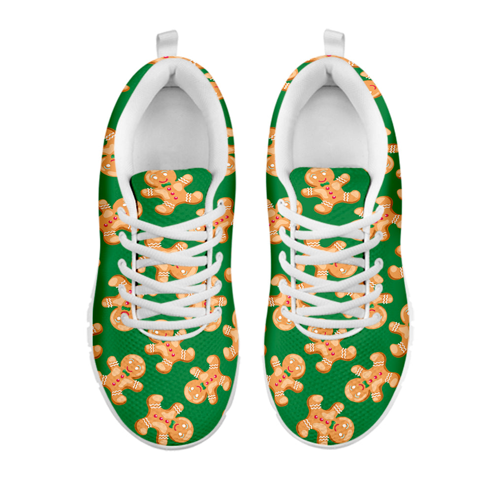 Cute Gingerbread Man Pattern Print White Sneakers