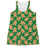 Cute Gingerbread Man Pattern Print Women's Racerback Tank Top