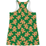 Cute Gingerbread Man Pattern Print Women's Racerback Tank Top