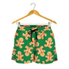 Cute Gingerbread Man Pattern Print Women's Shorts