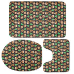 Cute Gingerbread Pattern Print 3 Piece Bath Mat Set