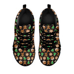 Cute Gingerbread Pattern Print Black Sneakers