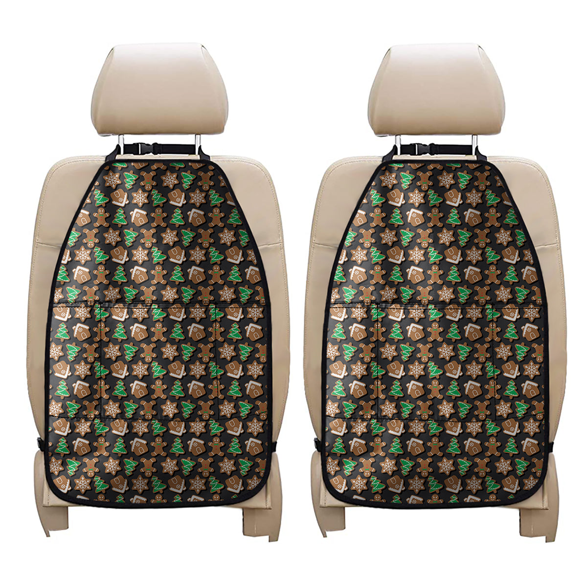 Cute Gingerbread Pattern Print Car Seat Organizers