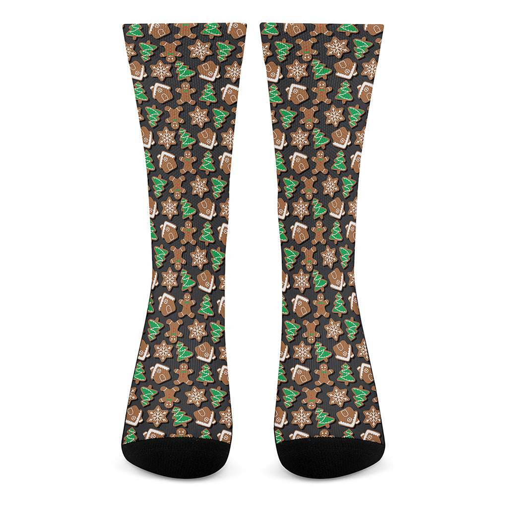 Cute Gingerbread Pattern Print Crew Socks