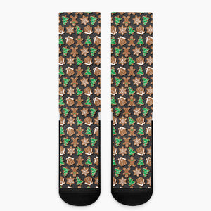 Cute Gingerbread Pattern Print Crew Socks