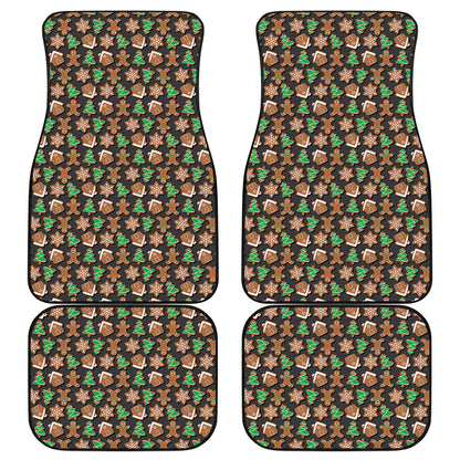 Cute Gingerbread Pattern Print Front and Back Car Floor Mats