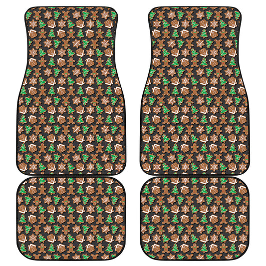 Cute Gingerbread Pattern Print Front and Back Car Floor Mats