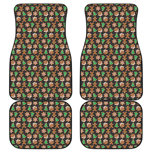 Cute Gingerbread Pattern Print Front and Back Car Floor Mats