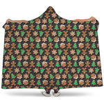 Cute Gingerbread Pattern Print Hooded Blanket