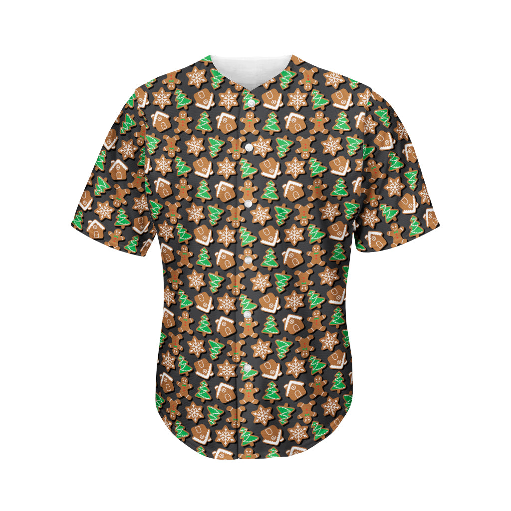 Cute Gingerbread Pattern Print Men's Baseball Jersey