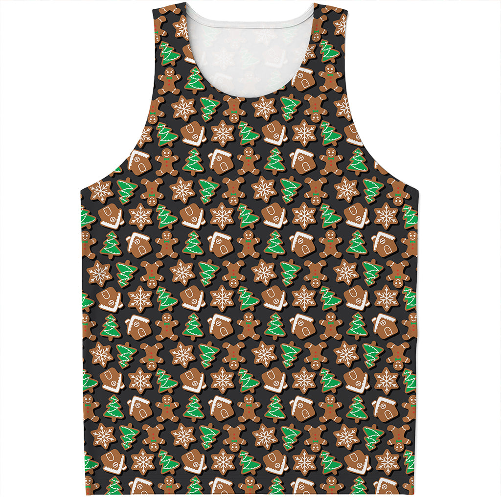 Cute Gingerbread Pattern Print Men's Tank Top