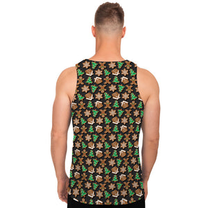 Cute Gingerbread Pattern Print Men's Tank Top