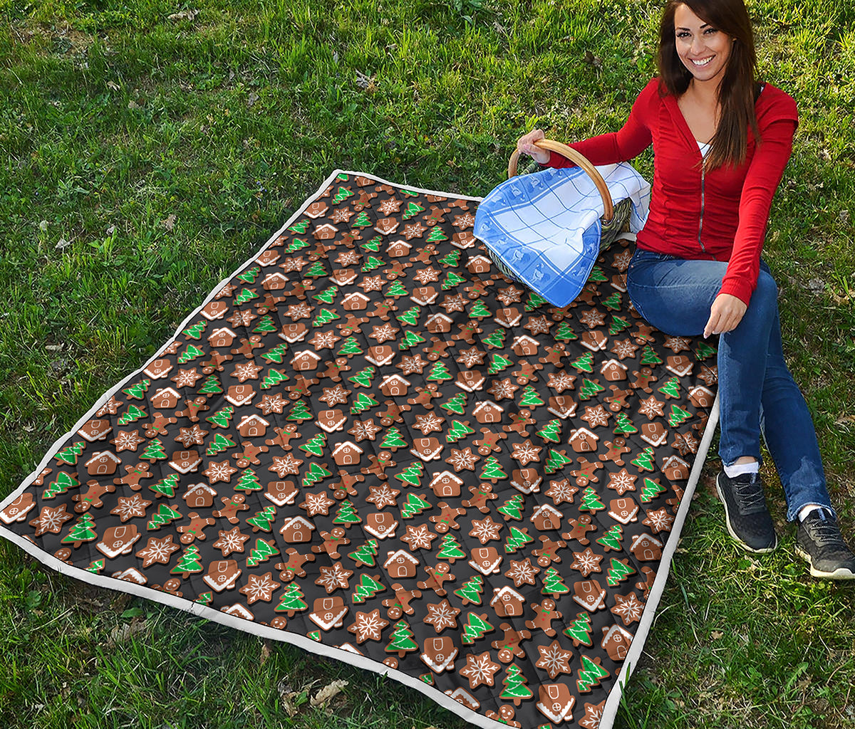 Cute Gingerbread Pattern Print Quilt
