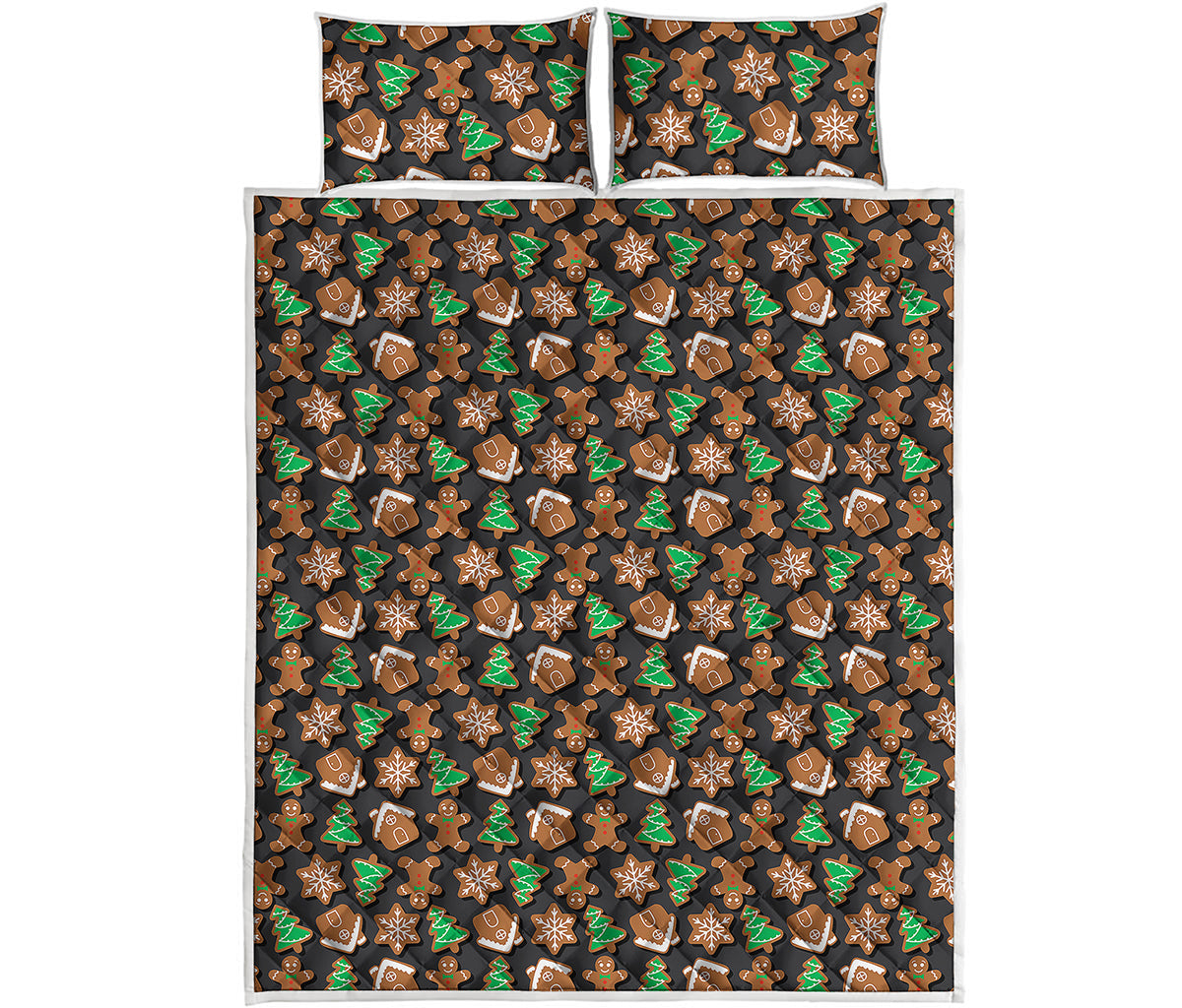 Cute Gingerbread Pattern Print Quilt Bed Set