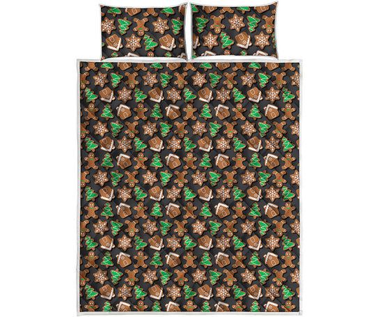 Cute Gingerbread Pattern Print Quilt Bed Set