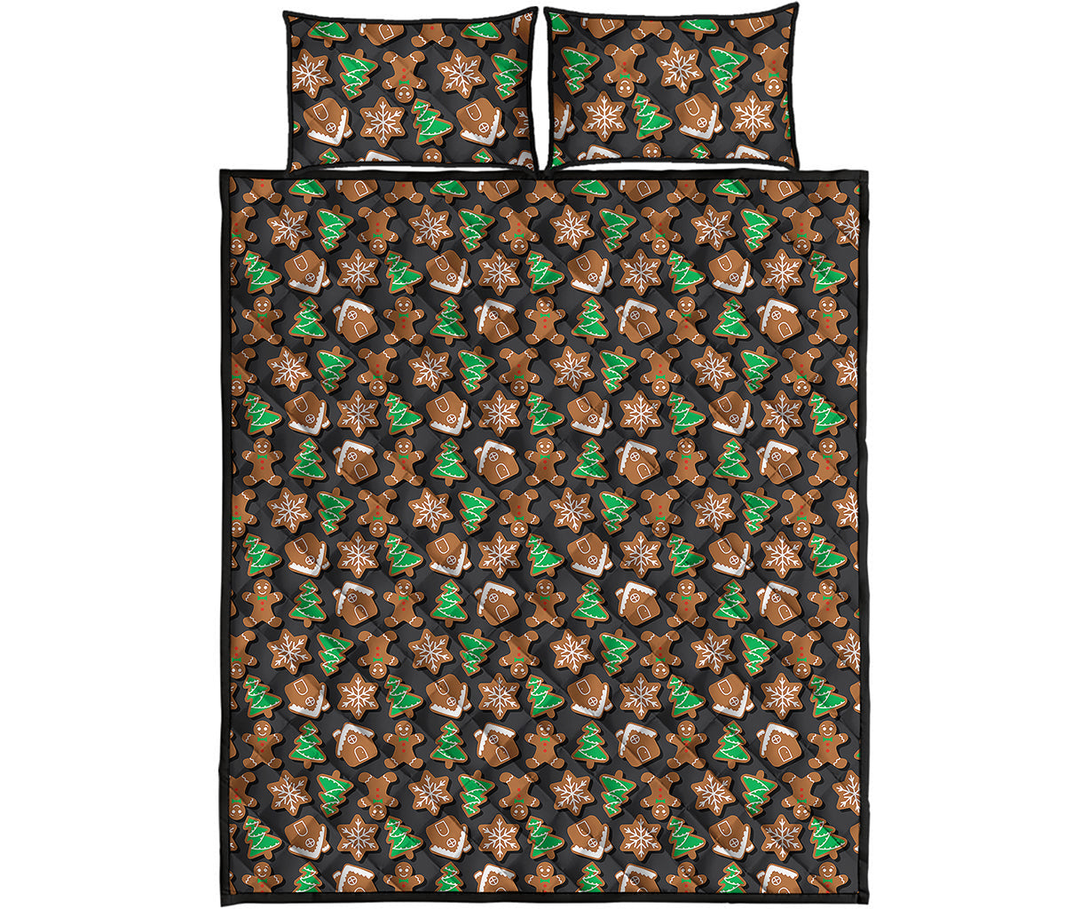 Cute Gingerbread Pattern Print Quilt Bed Set
