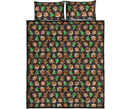 Cute Gingerbread Pattern Print Quilt Bed Set