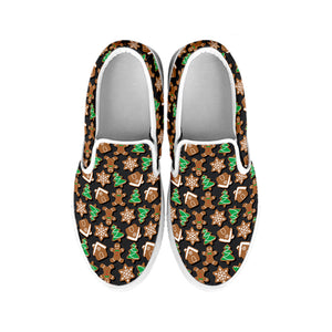 Cute Gingerbread Pattern Print White Slip On Shoes