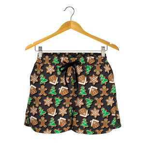 Cute Gingerbread Pattern Print Women's Shorts