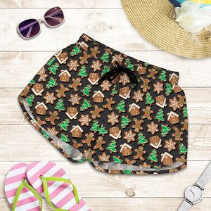 Cute Gingerbread Pattern Print Women's Shorts