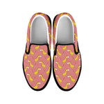 Cute Giraffe Pattern Print Black Slip On Shoes