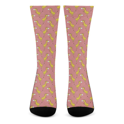 Cute Giraffe Pattern Print Crew Socks