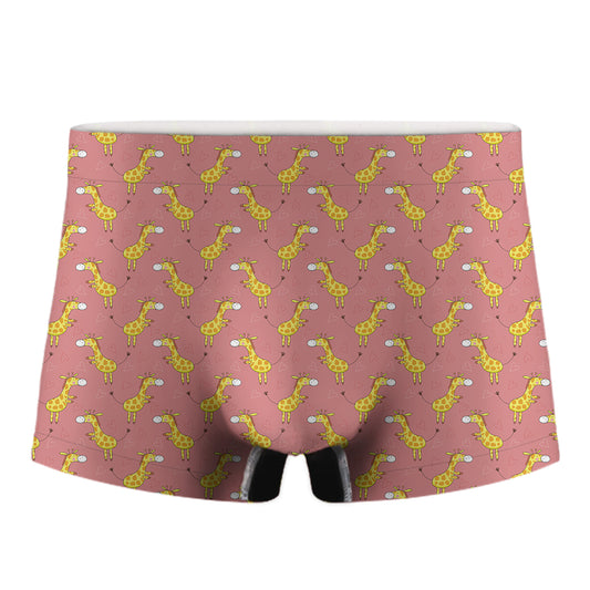 Cute Giraffe Pattern Print Men's Boxer Briefs