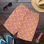 Cute Giraffe Pattern Print Men's Shorts
