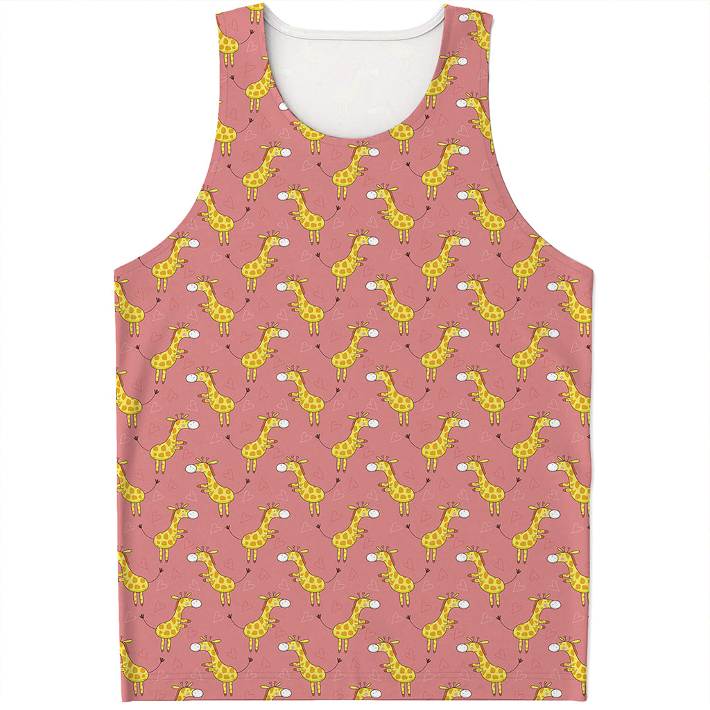 Cute Giraffe Pattern Print Men's Tank Top