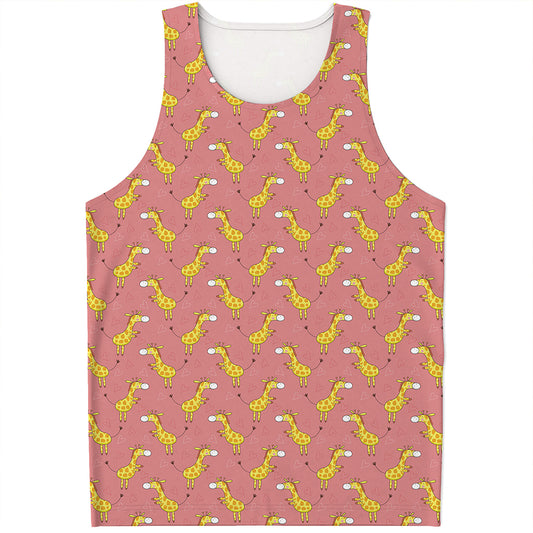 Cute Giraffe Pattern Print Men's Tank Top