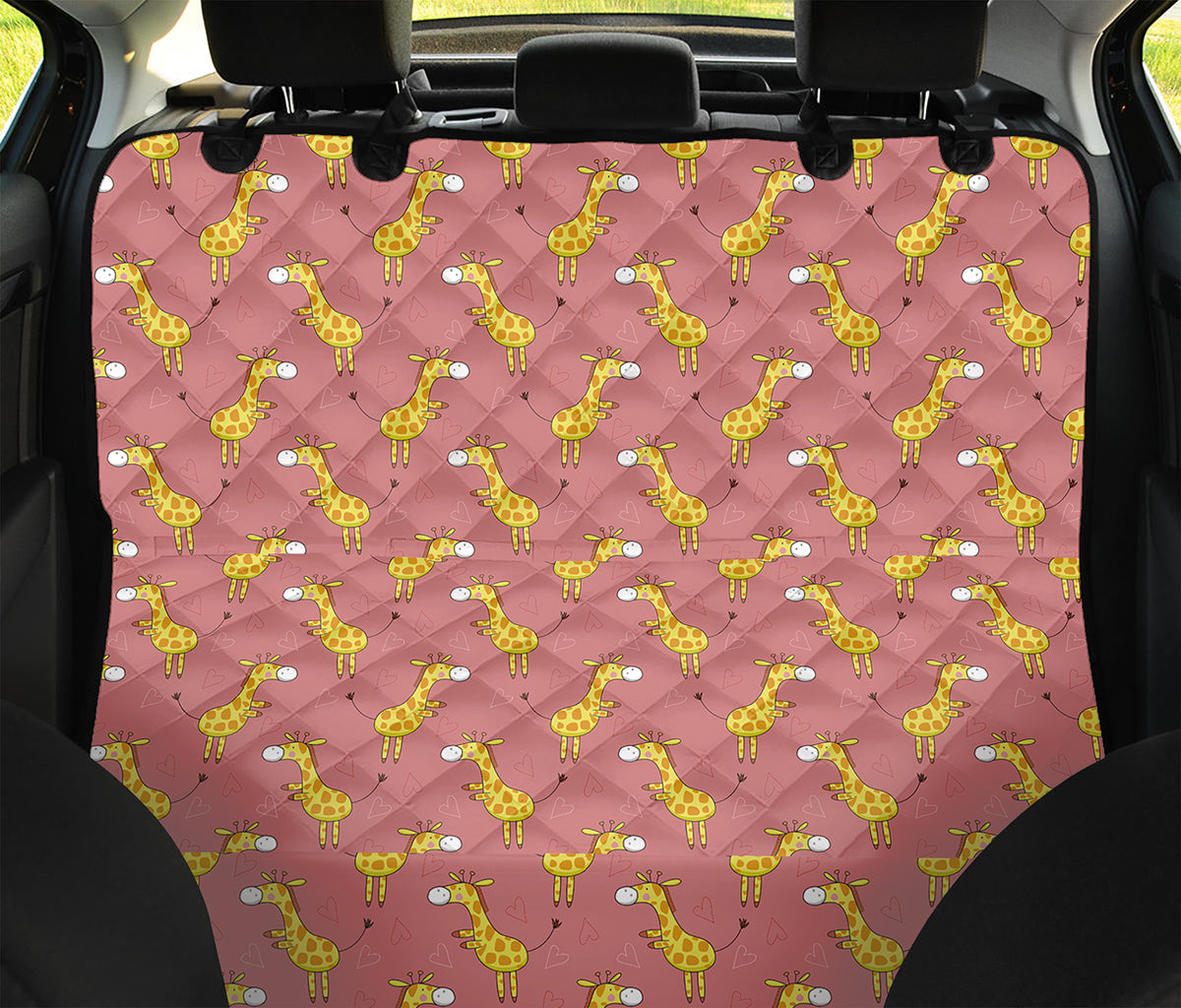 Cute Giraffe Pattern Print Pet Car Back Seat Cover