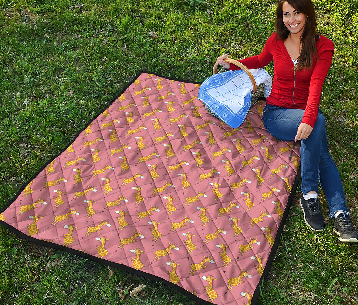 Cute Giraffe Pattern Print Quilt