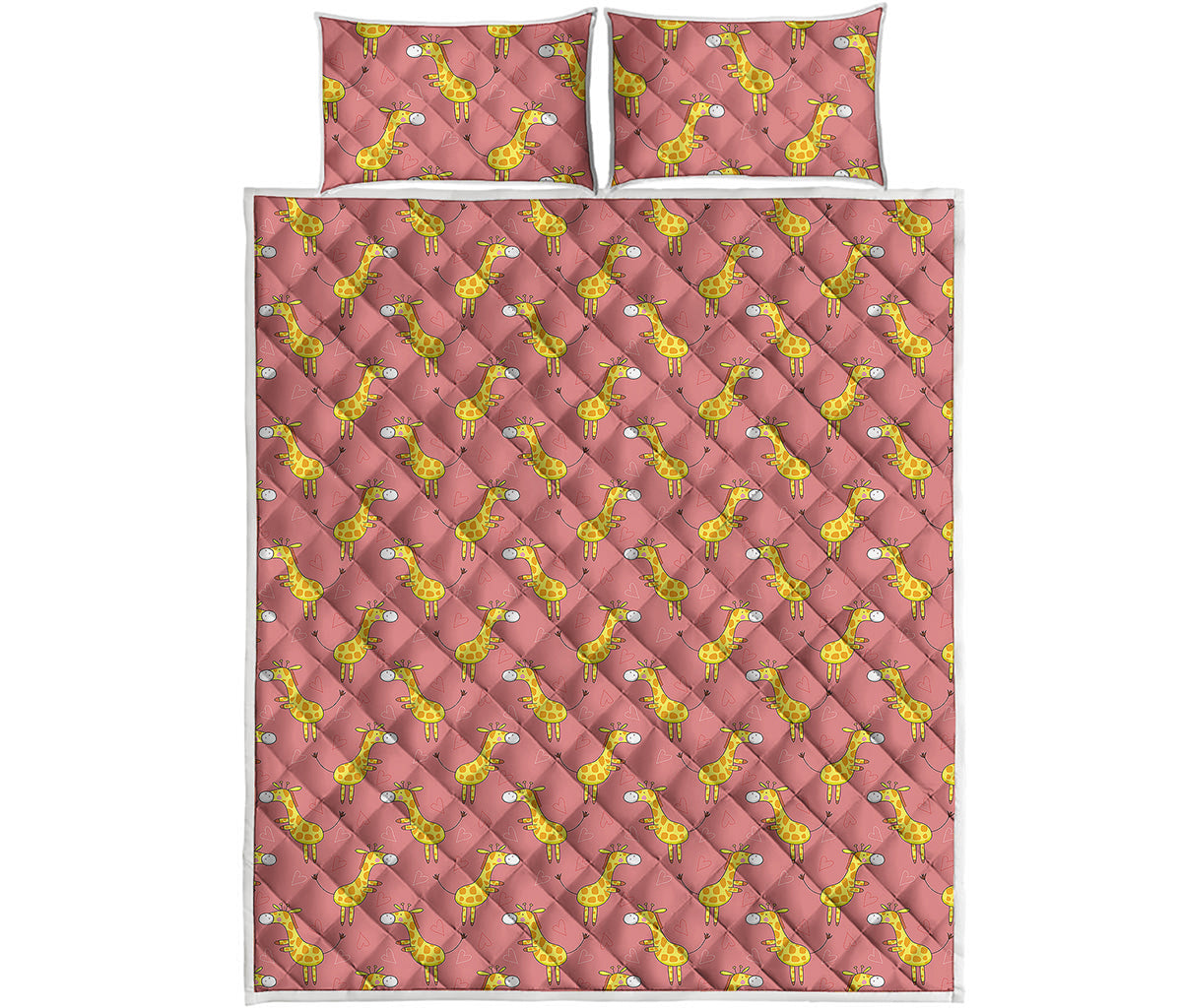 Cute Giraffe Pattern Print Quilt Bed Set