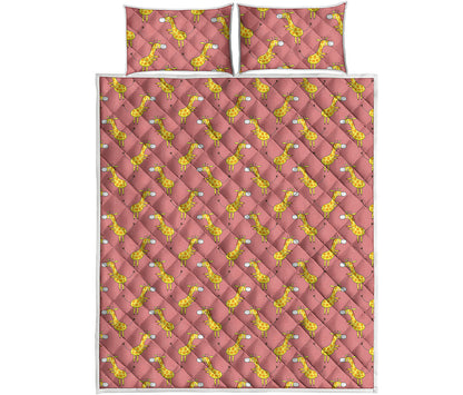 Cute Giraffe Pattern Print Quilt Bed Set