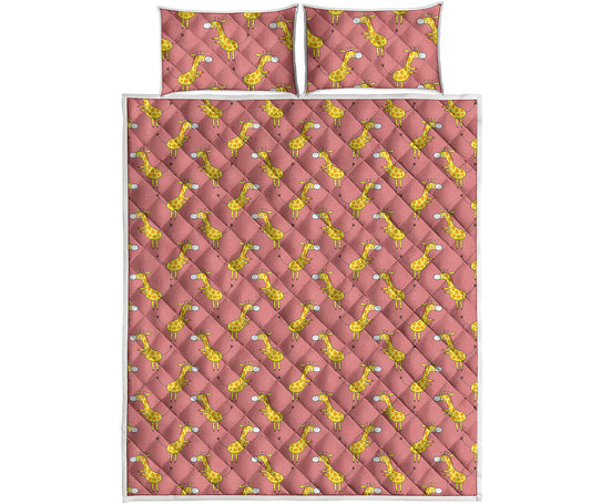 Cute Giraffe Pattern Print Quilt Bed Set