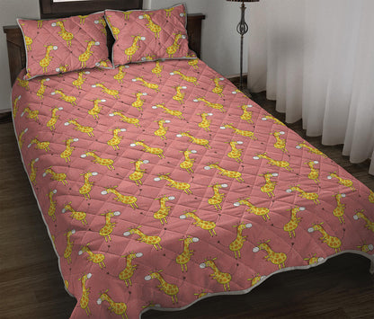 Cute Giraffe Pattern Print Quilt Bed Set