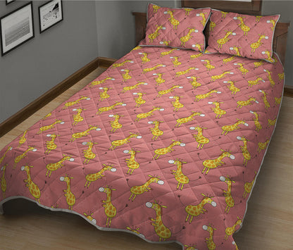 Cute Giraffe Pattern Print Quilt Bed Set