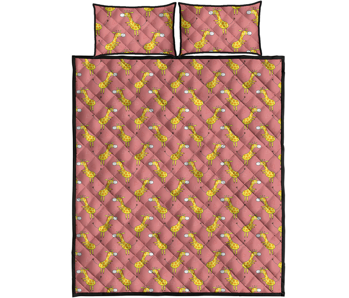 Cute Giraffe Pattern Print Quilt Bed Set