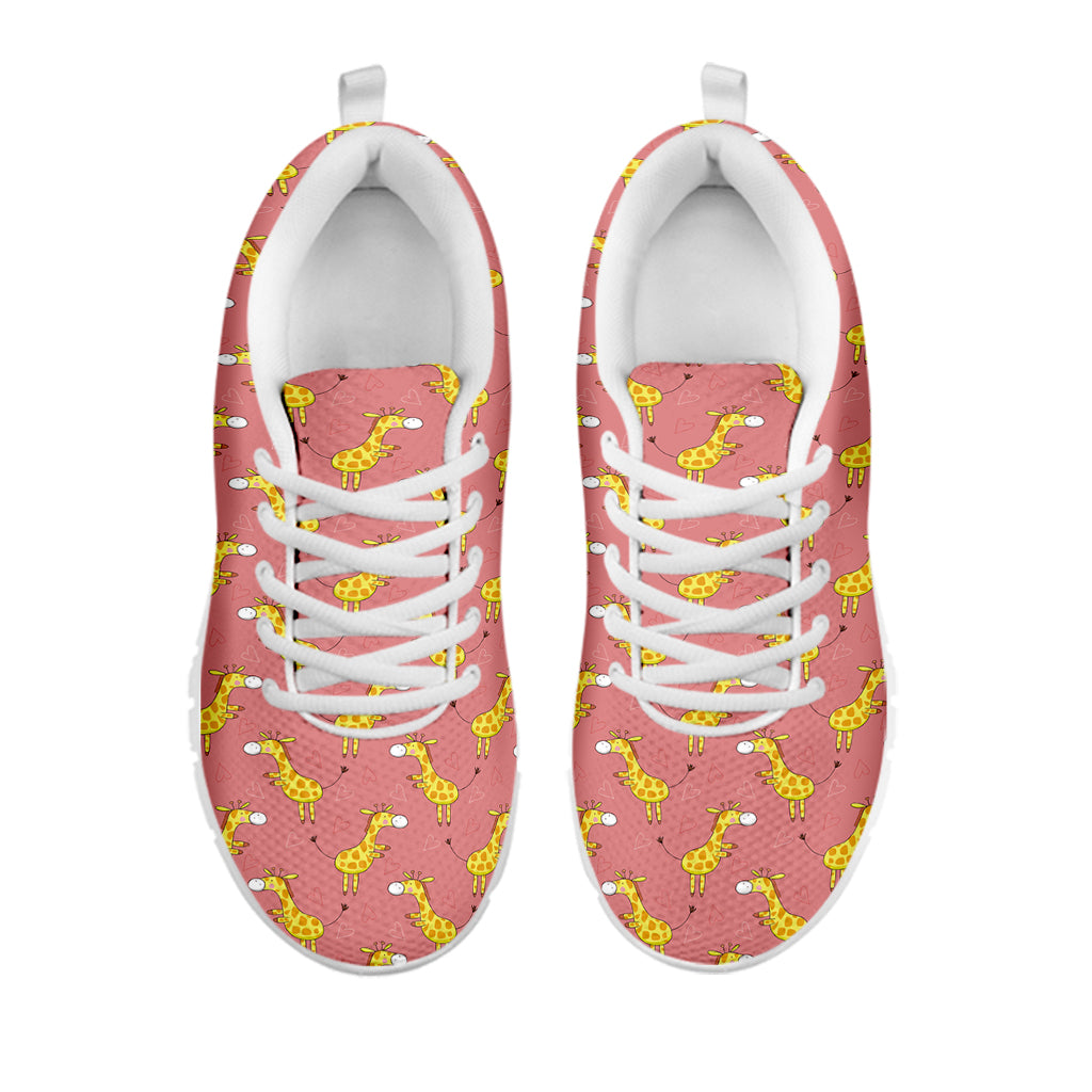 Cute Giraffe Pattern Print White Sneakers