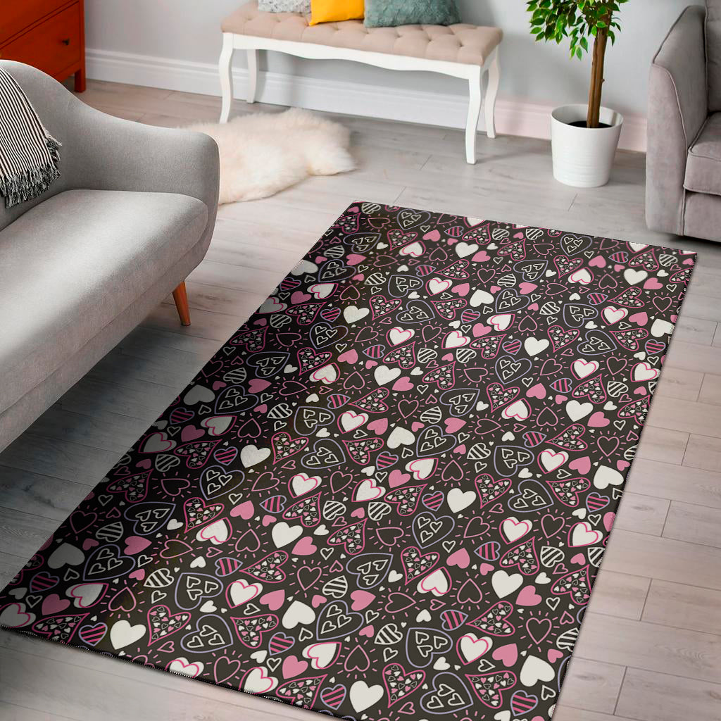 Cute Girly Heart Pattern Print Area Rug