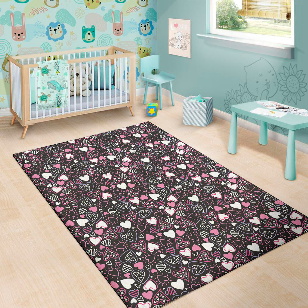 Cute Girly Heart Pattern Print Area Rug