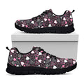 Cute Girly Heart Pattern Print Black Running Shoes