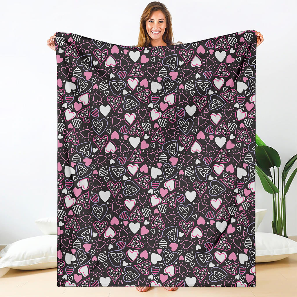 Cute Girly Heart Pattern Print Blanket