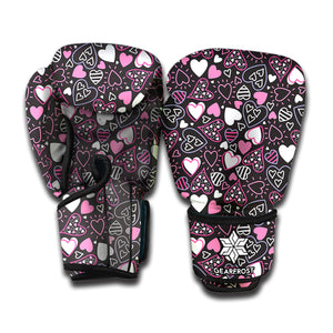 Cute Girly Heart Pattern Print Boxing Gloves